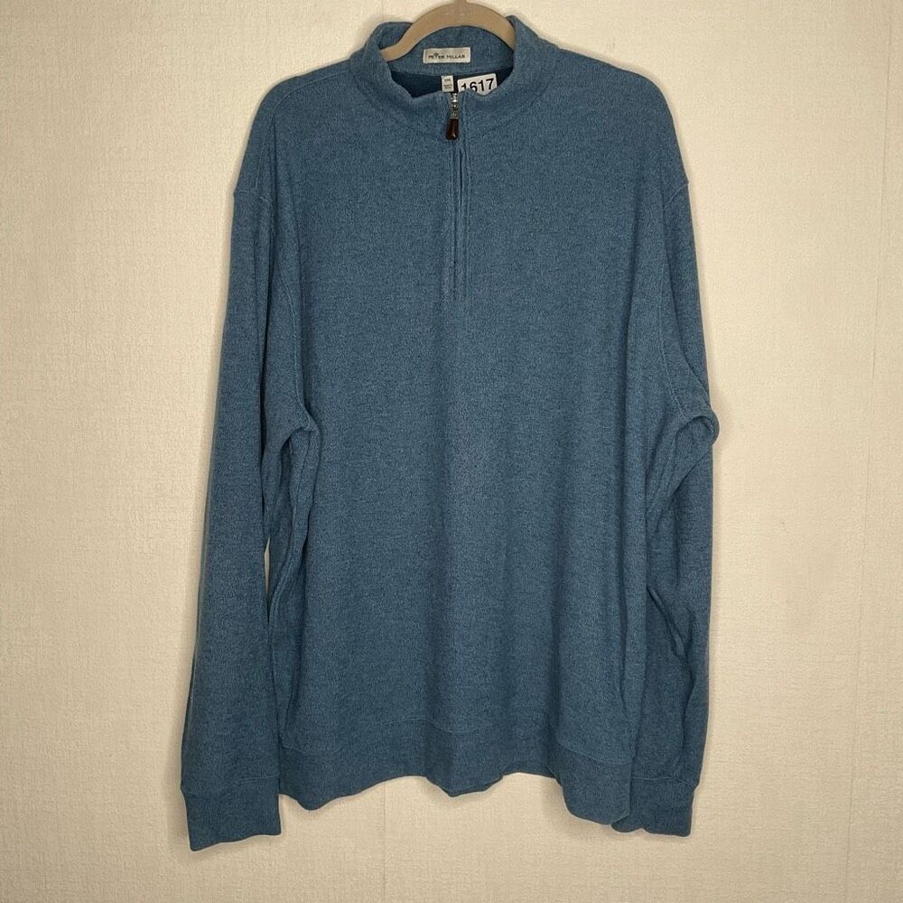 Peter Millar Perth Performance Quarter Zip‎ 1/4 Zip Blue Mens XXL Pullover Golf